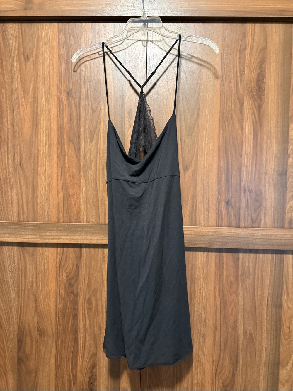 NWT Victoria's Secret Black Lace-Back Slip Chemise, Size XL